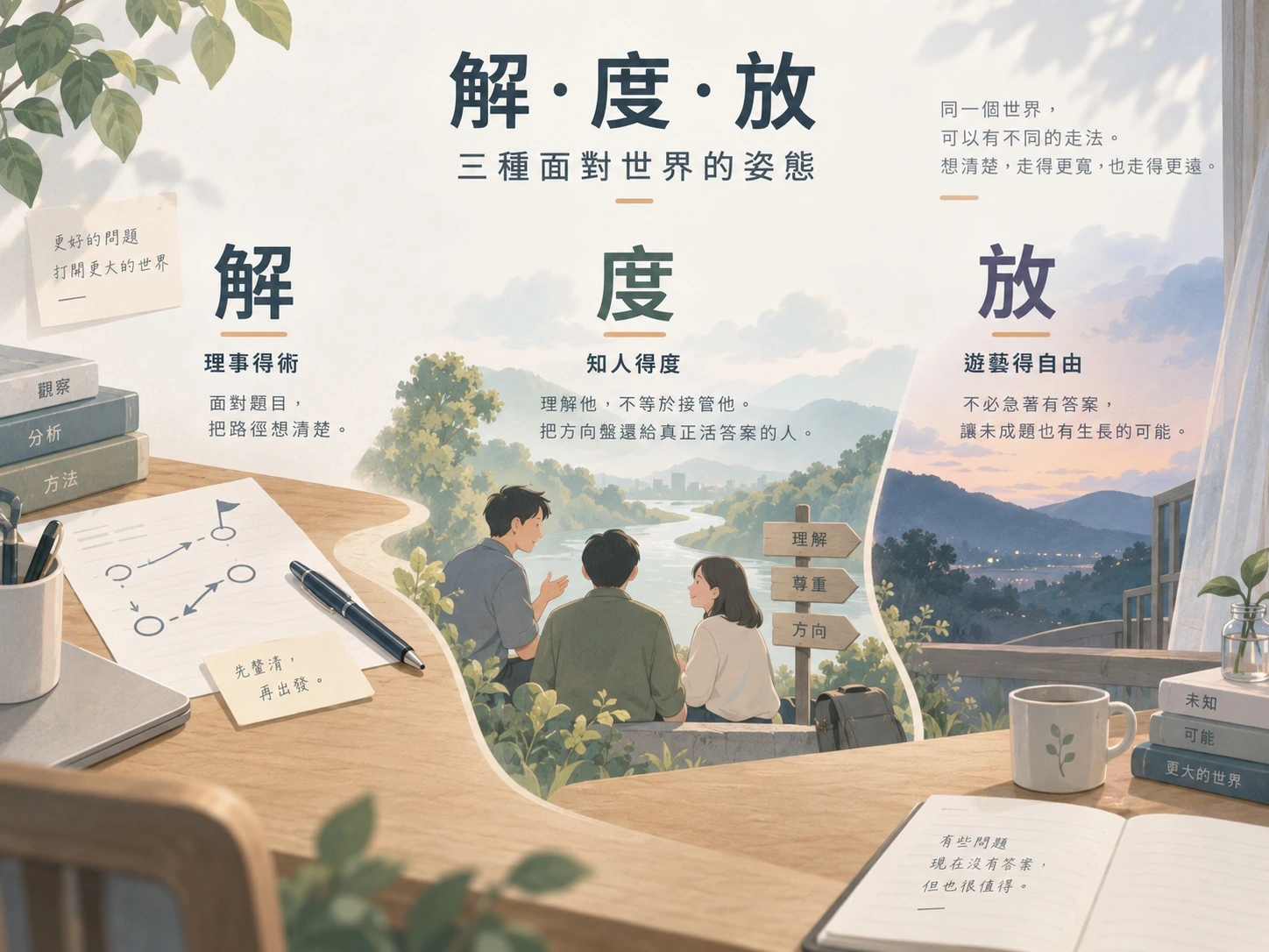 圖2｜解・度・放，三種面對世界的姿態