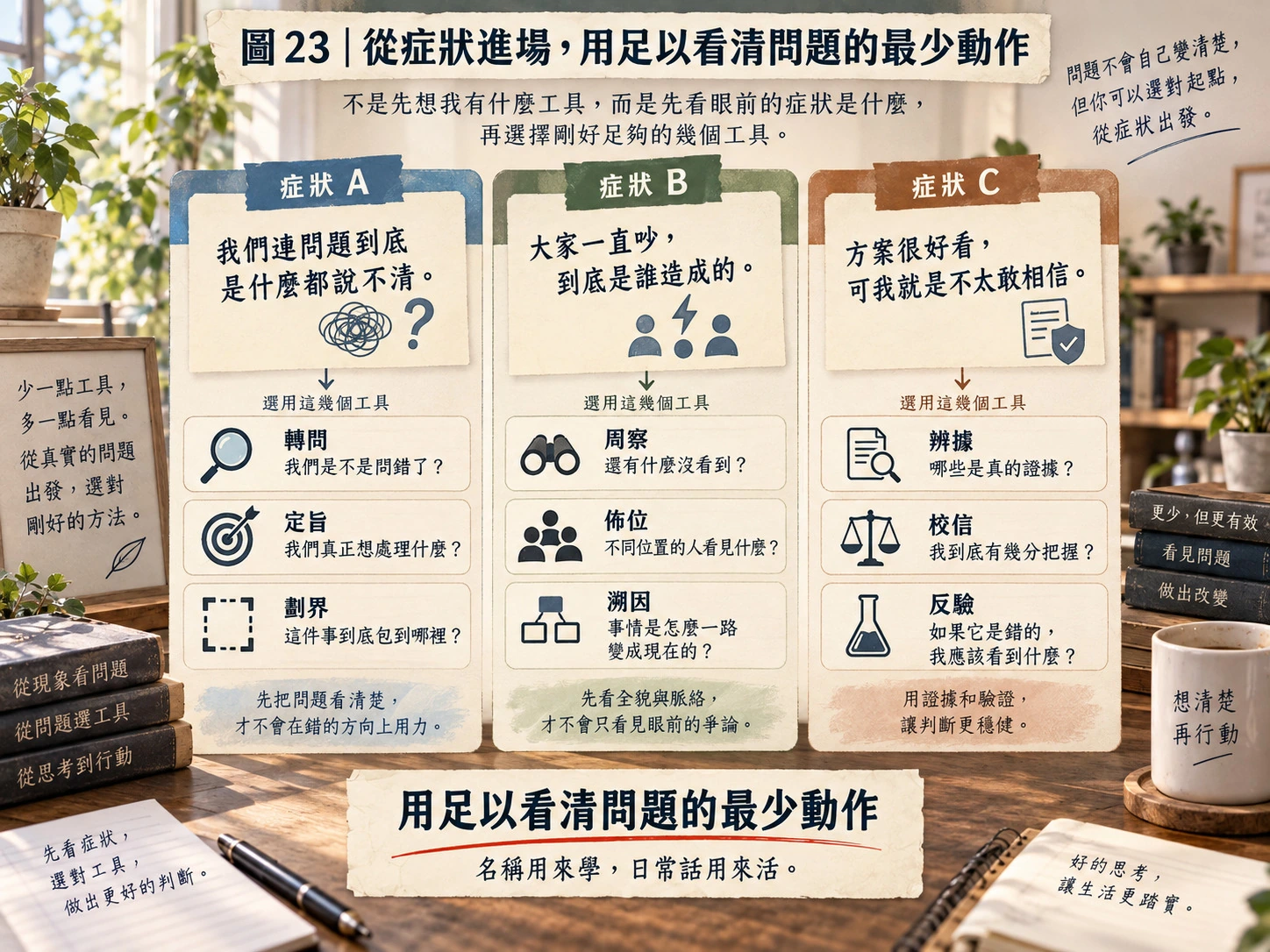 圖23｜從症狀進場，用足以看清問題的最少動作